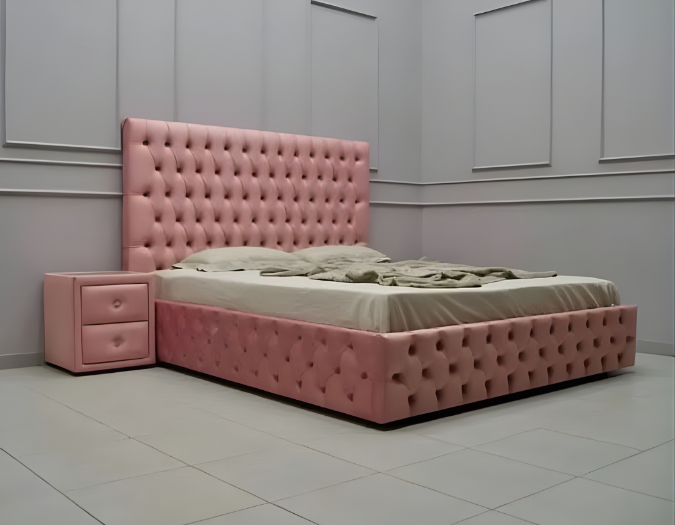 Pink Chesterfield Velvet Bed