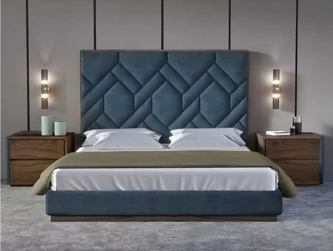 Royal Blue Velvet Bed