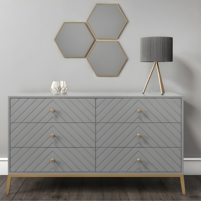 Gray Chevron Dresser